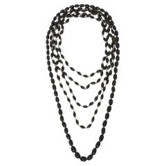 Gripoix Paris 2000s Collier X 2 Sautoirs Collana in vetro nero x2
