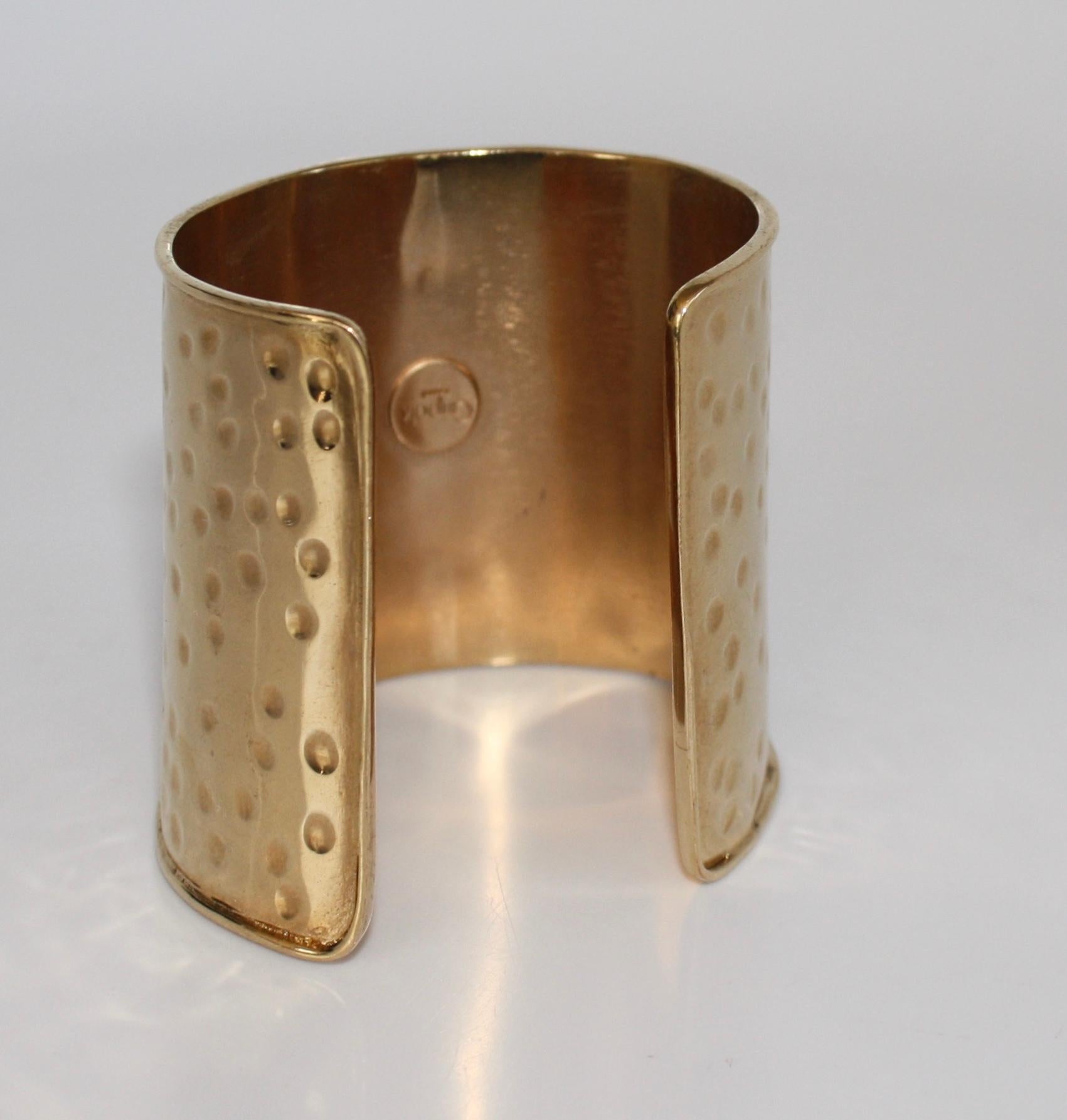 Gripoix Paris Gilded Brass and Poured Glass Cuff In New Condition In Virginia Beach, VA