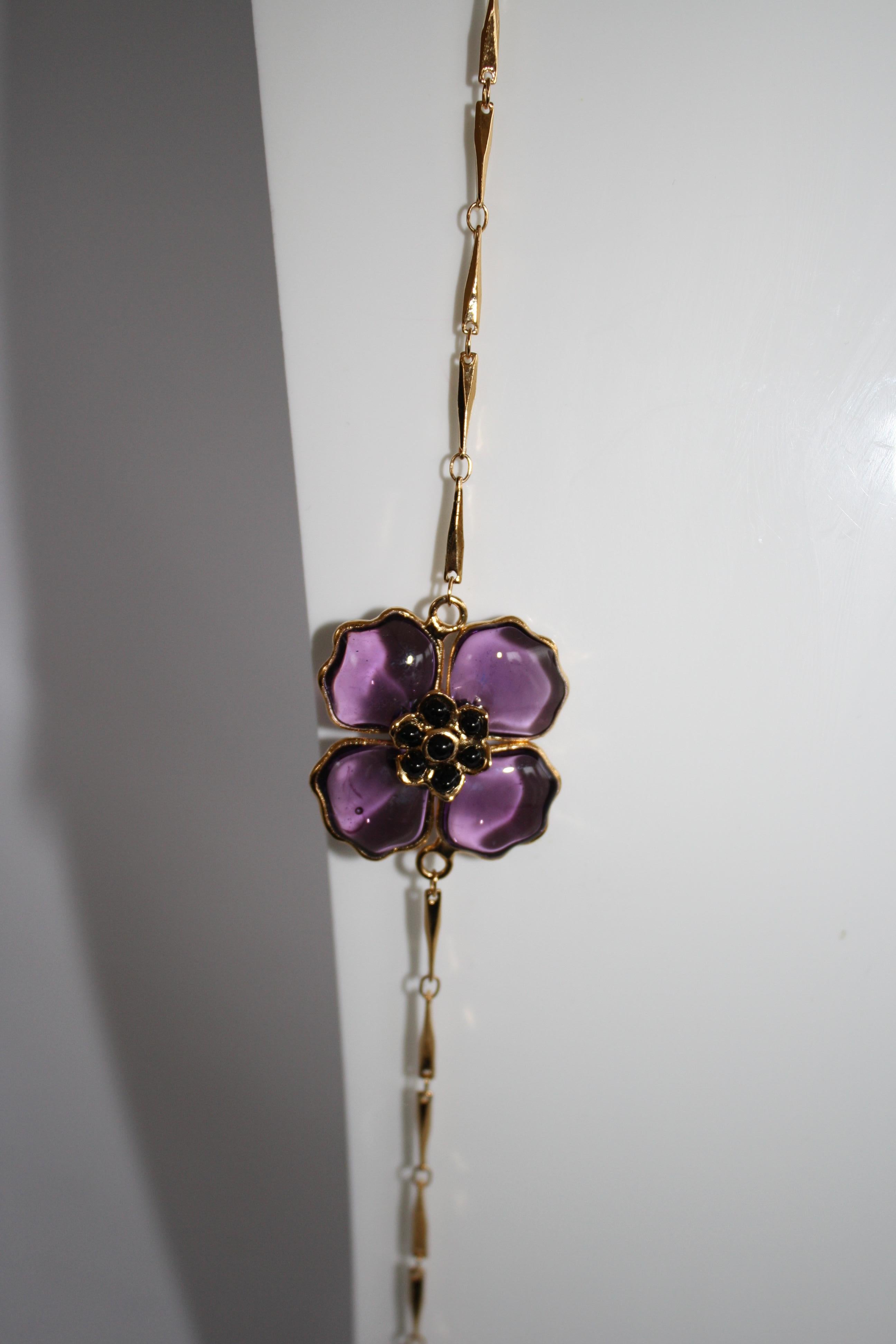 Women's Gripoix Paris Glass Flower Sautoir Necklace