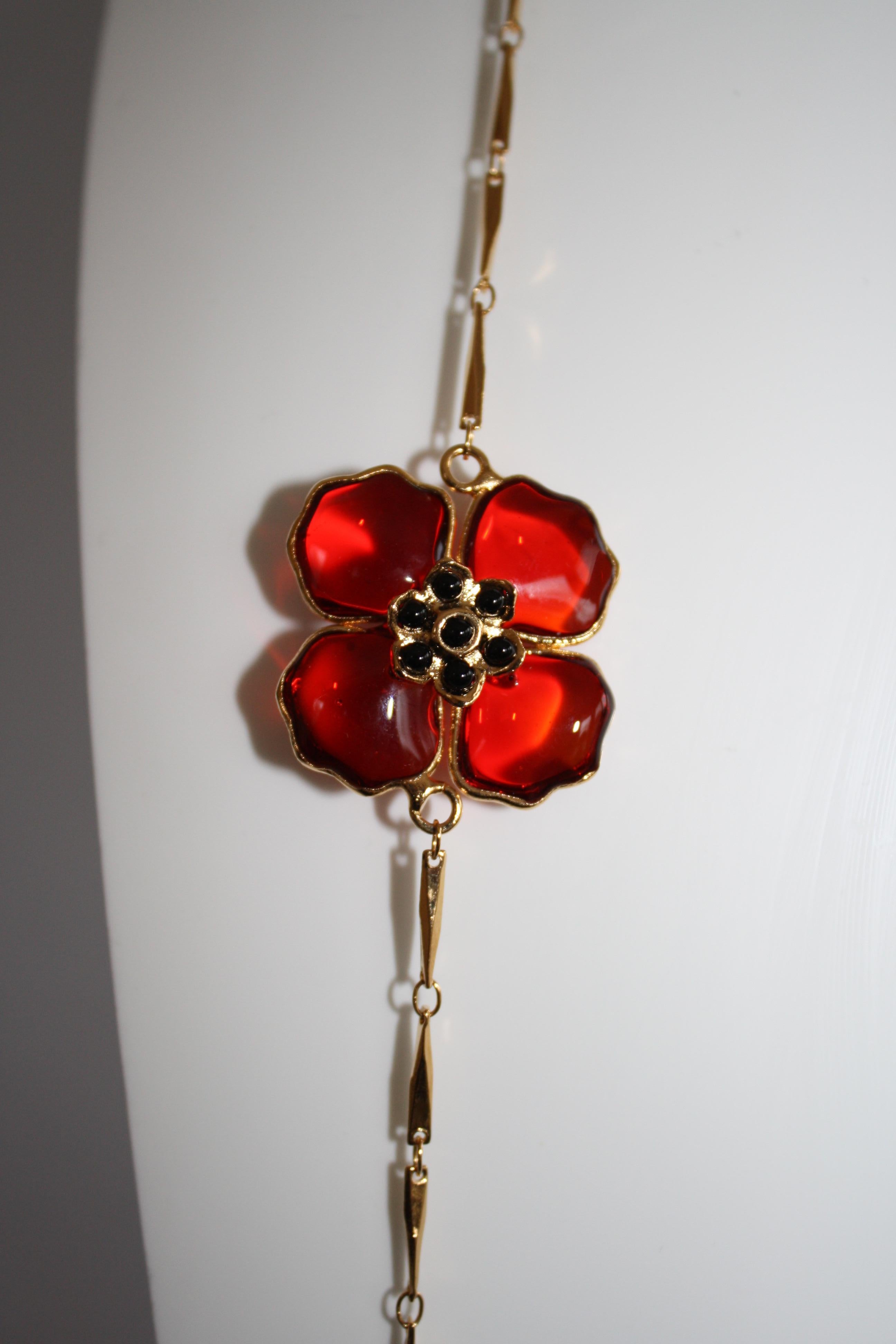 Gripoix Paris Glass Flower Sautoir Necklace 1