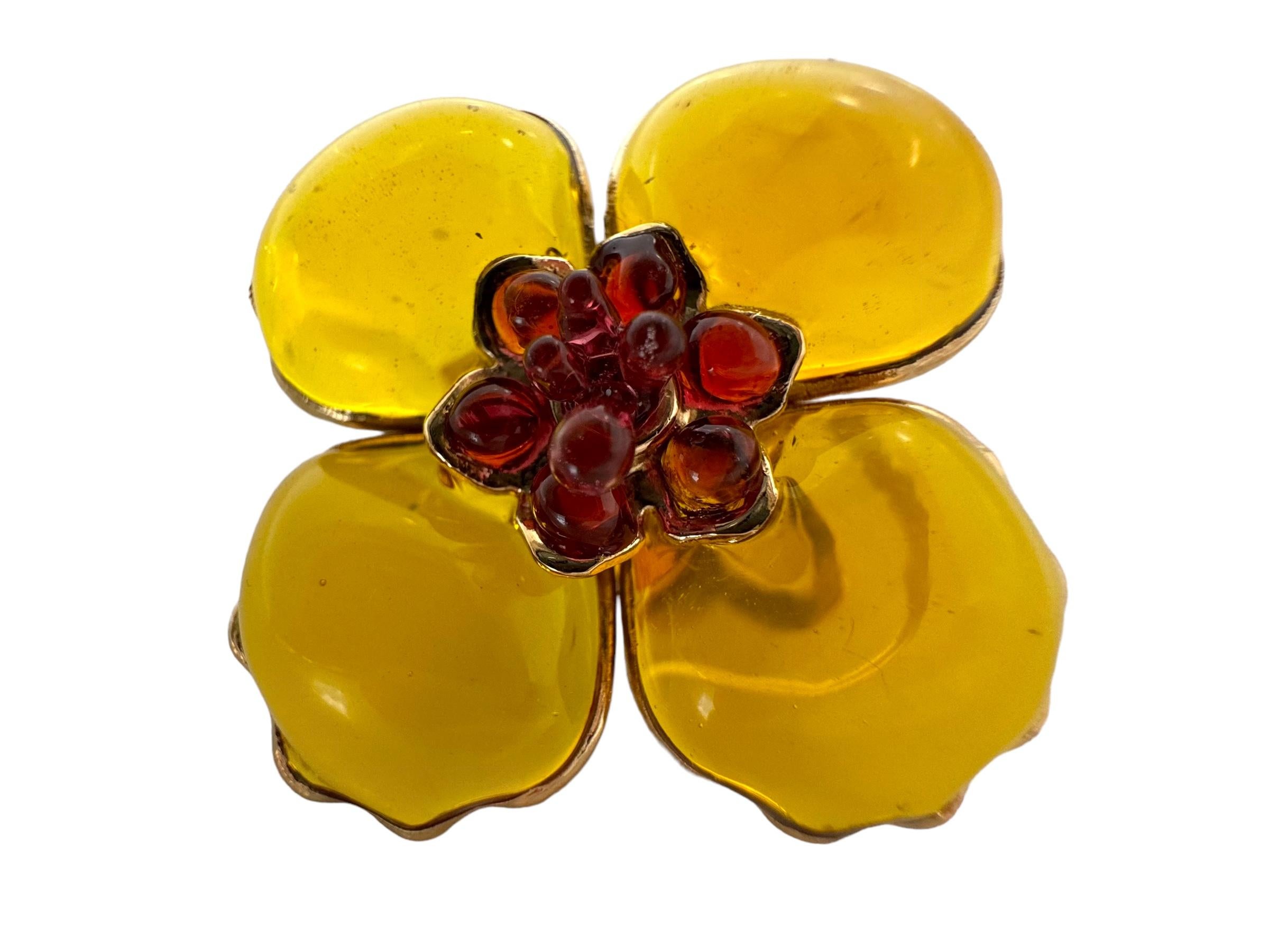 Artista Fermaglio Gripoix Paris Poppy Flower in vendita