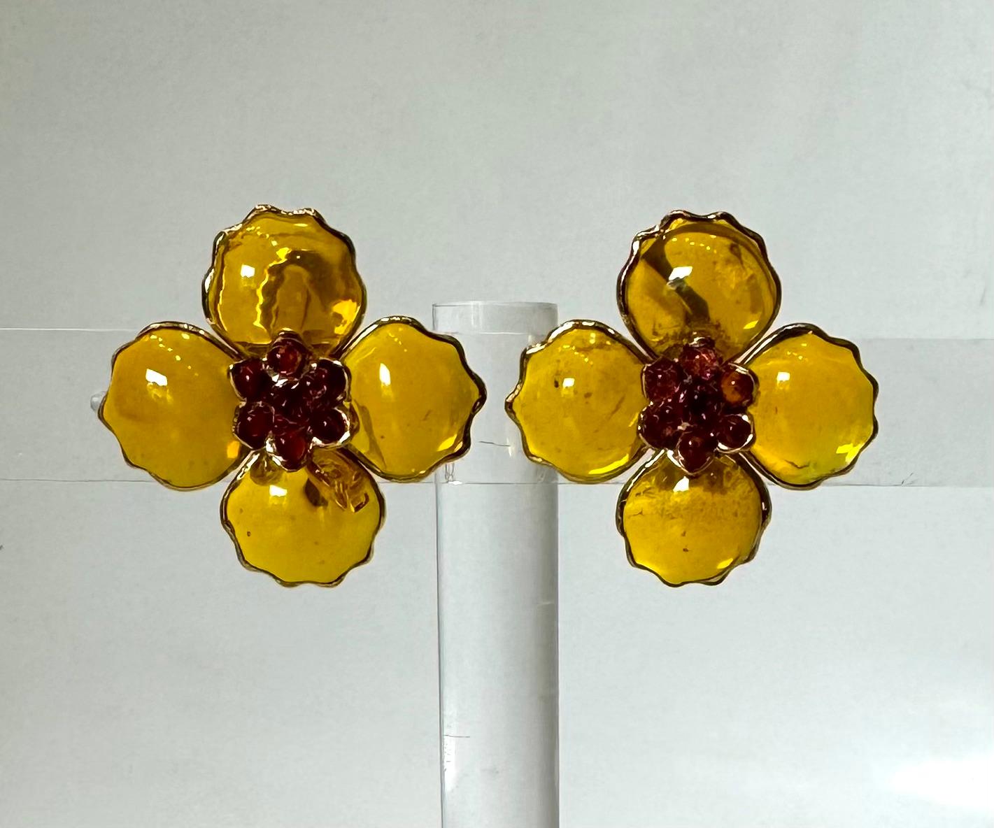 da uomo o donna Fermaglio Gripoix Paris Poppy Flower in vendita