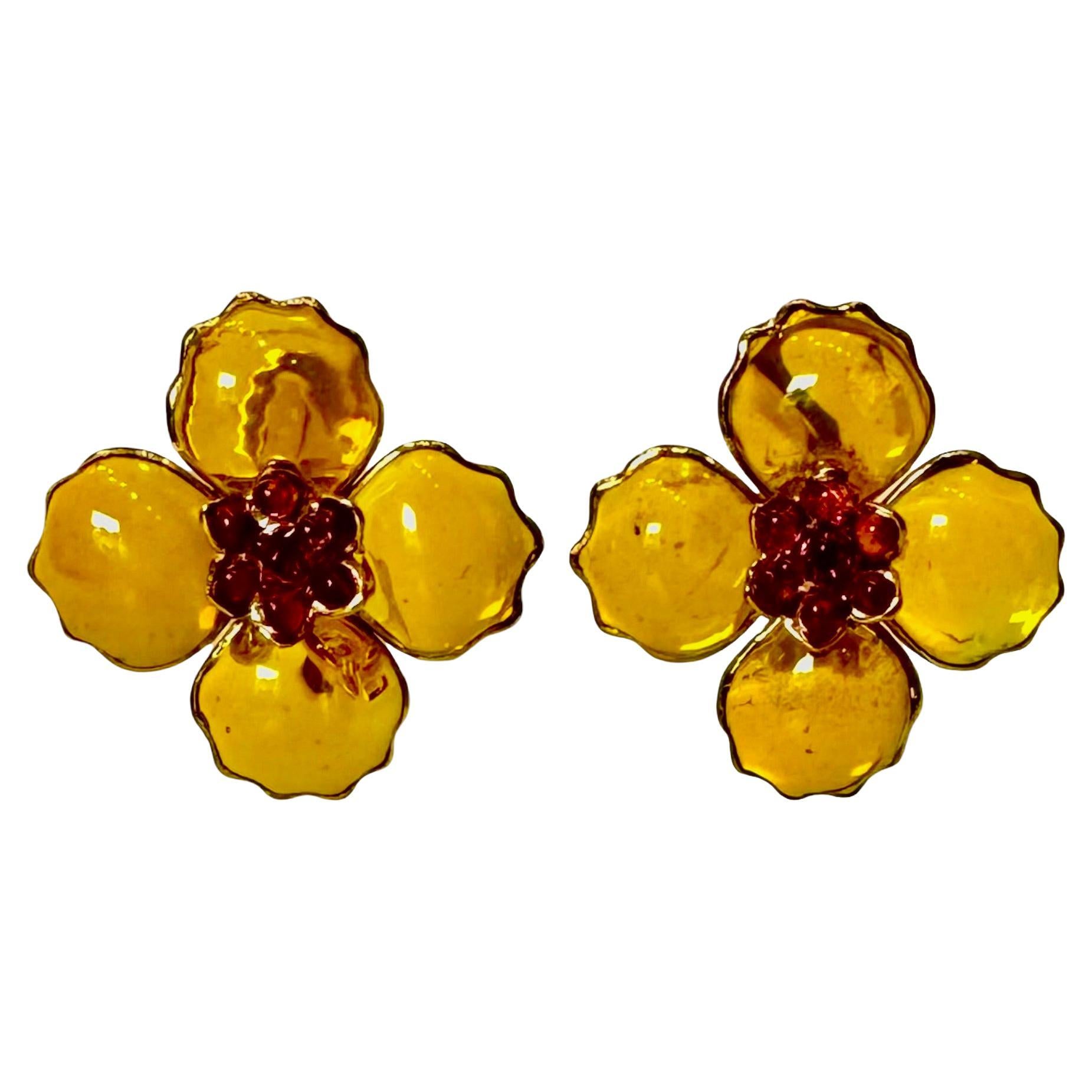 Fermaglio Gripoix Paris Poppy Flower in vendita