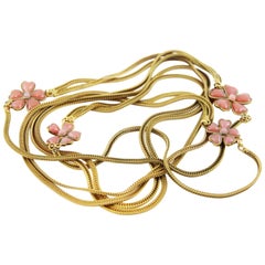 Vintage Gripoix pink camelia sautoir 70s