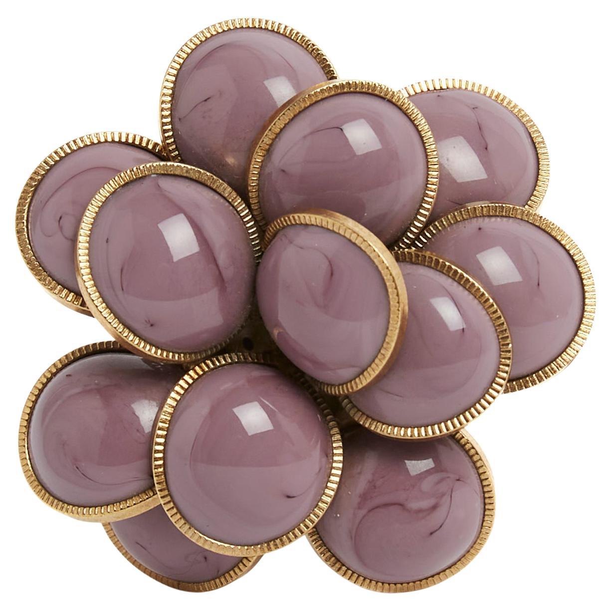 Gripoix pour Chanel Broche ou Pendentif Camelia Purple Glass Brooch or Pendant