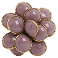 Gripoix pour Chanel Broche ou Pendentif Camelia Purple Glass Brooch or Pendant