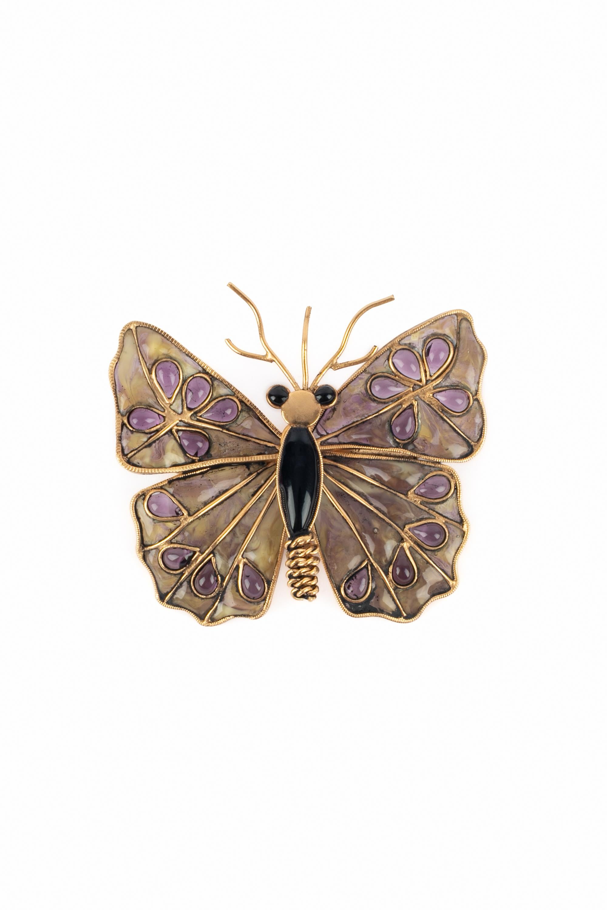 GRIPOIX -Golden metal butterfly brooch with glass paste.

Condition:
Very good condition

Dimensions:
6.5 cm x 6 cm

SKU:BR22


