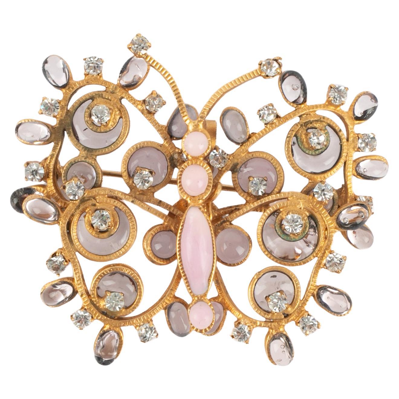 Gripoix Vintage-Brosche "Schmetterling" mit Anhänger