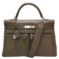 Gris étain HERMES Kelly Lakis 35 with strap