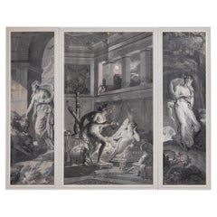 Papier peint en grisaille de la série "Psyché", France 19e siècle