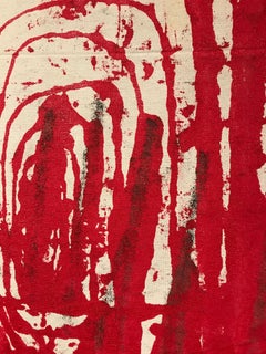 Am I Dreaming- Red and Black on Beige Canvas