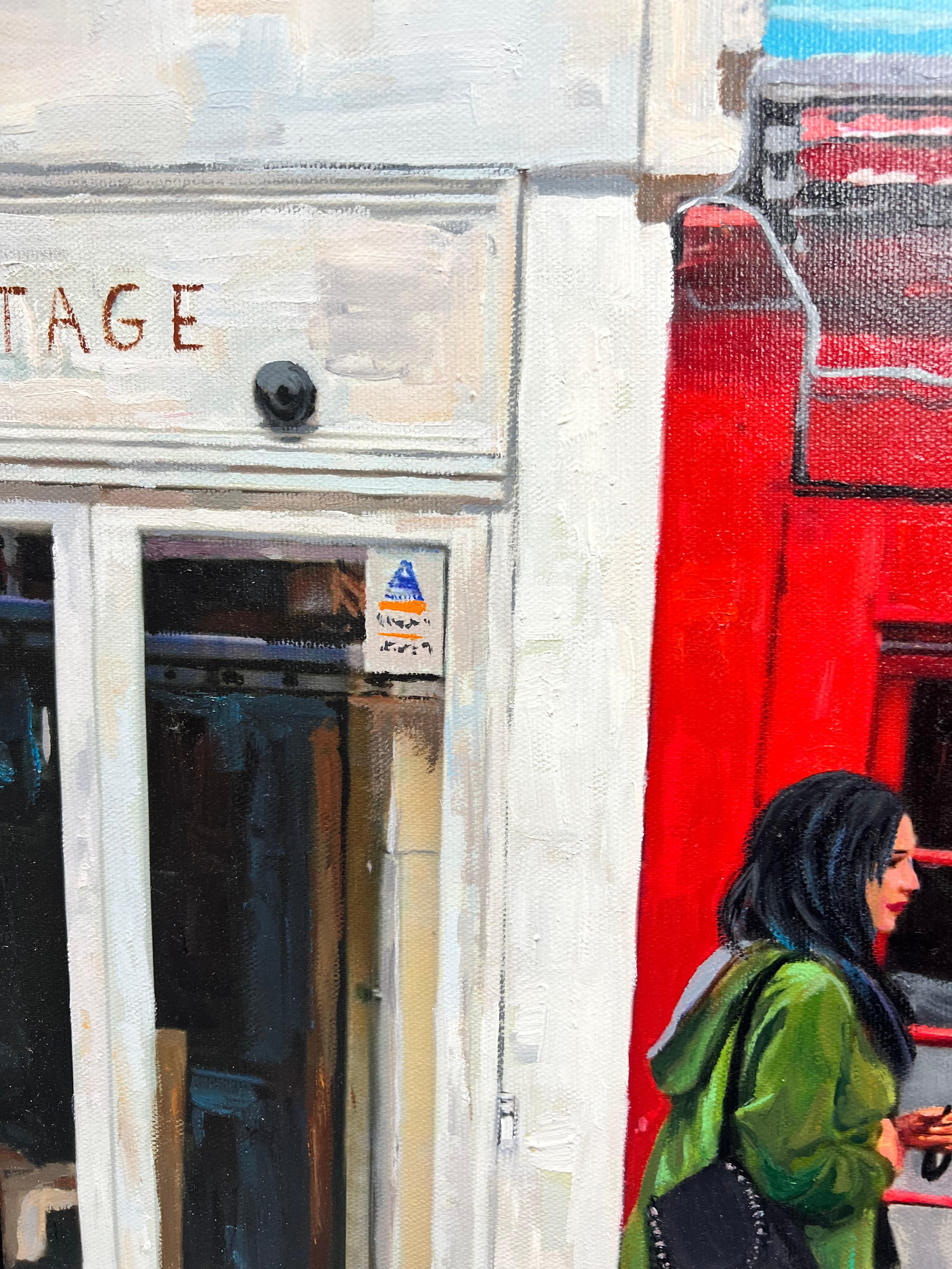 Coffee Run - Black Landscape Painting by Griselda Ferrandez