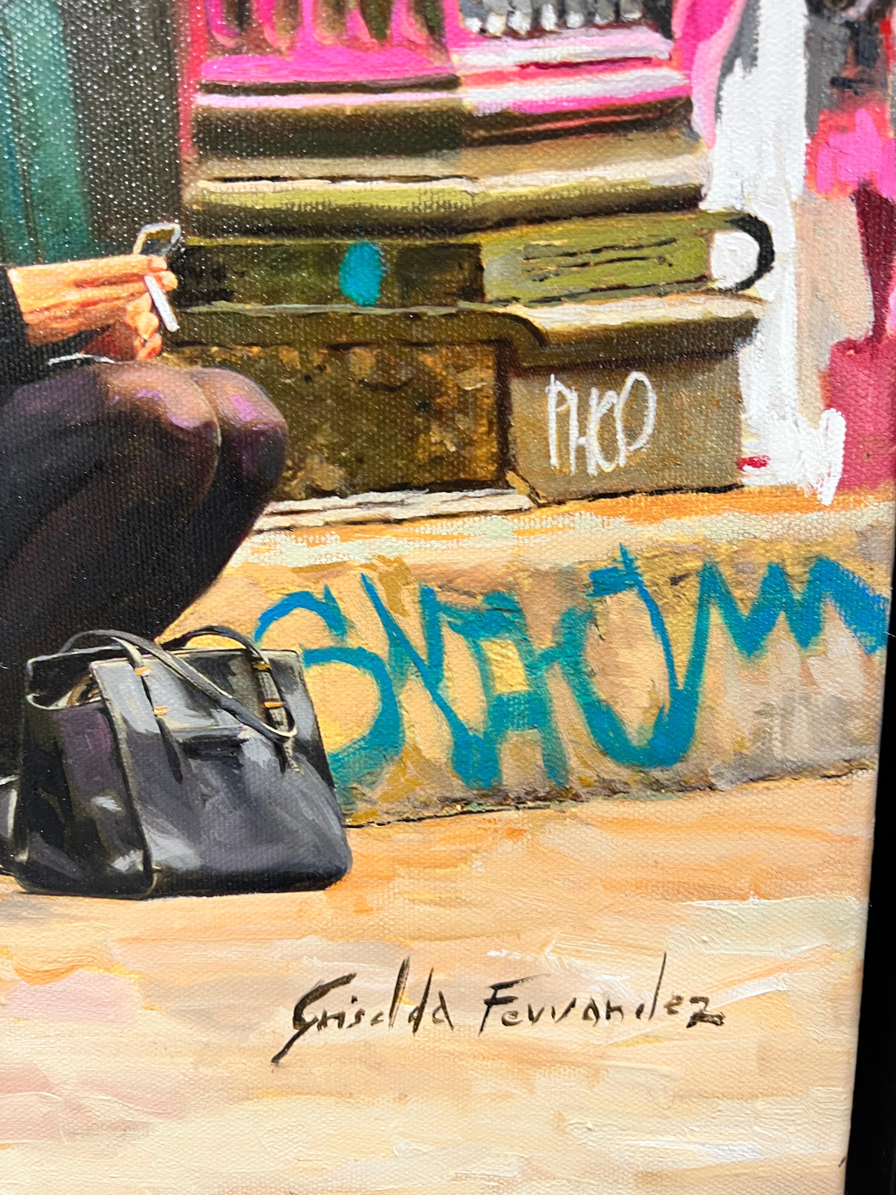 Rotura de graffiti - Figurative Painting Negro de Griselda Ferrandez