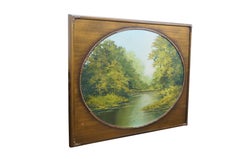 Griselda Gil De La Torre Impressionist Forest River Landscape Oil Painting 34"