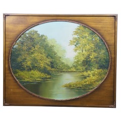 Griselda Gil De La Torre Impressionist Forest River Landscape Oil Painting 34"