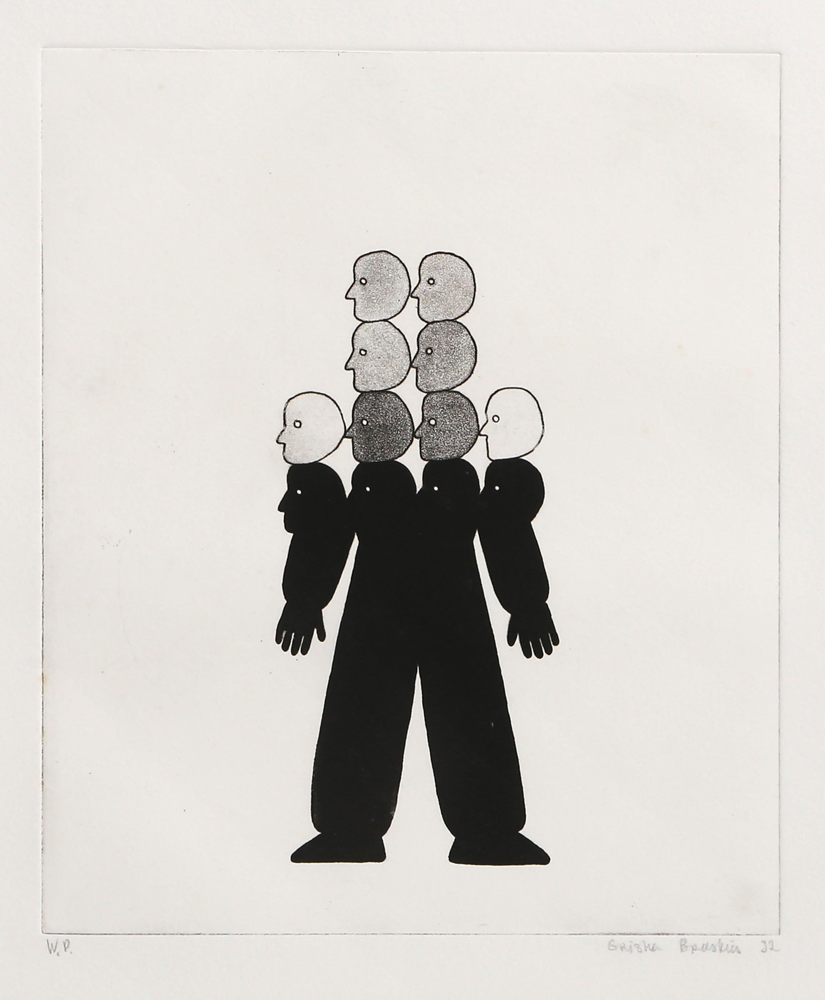 Litza II, Conceptual Etching with Aquatint by Grisha Bruskin