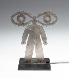 Retro Russian Judaica "Vision" Abstract Kabbalah Figure Steel Sculpture Grisha Bruskin