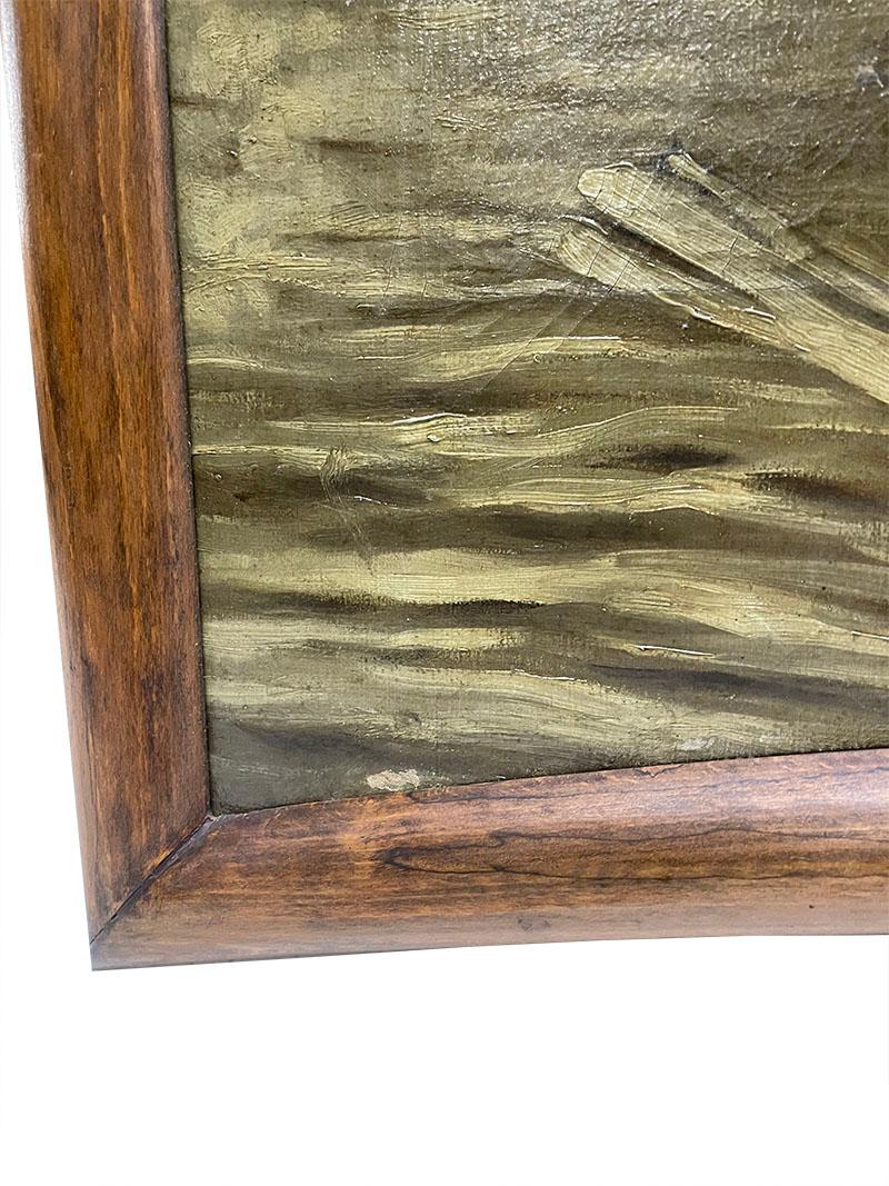 Paint Grissaille painting with Putti riding on Dolphin For Sale