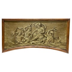 Grissaille painting with Putti riding on Dolphin
