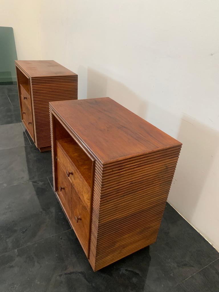 Grissed Walnut and Root Bedside Tables by Pier Luigi Colli, 1940s, Set of 2 4