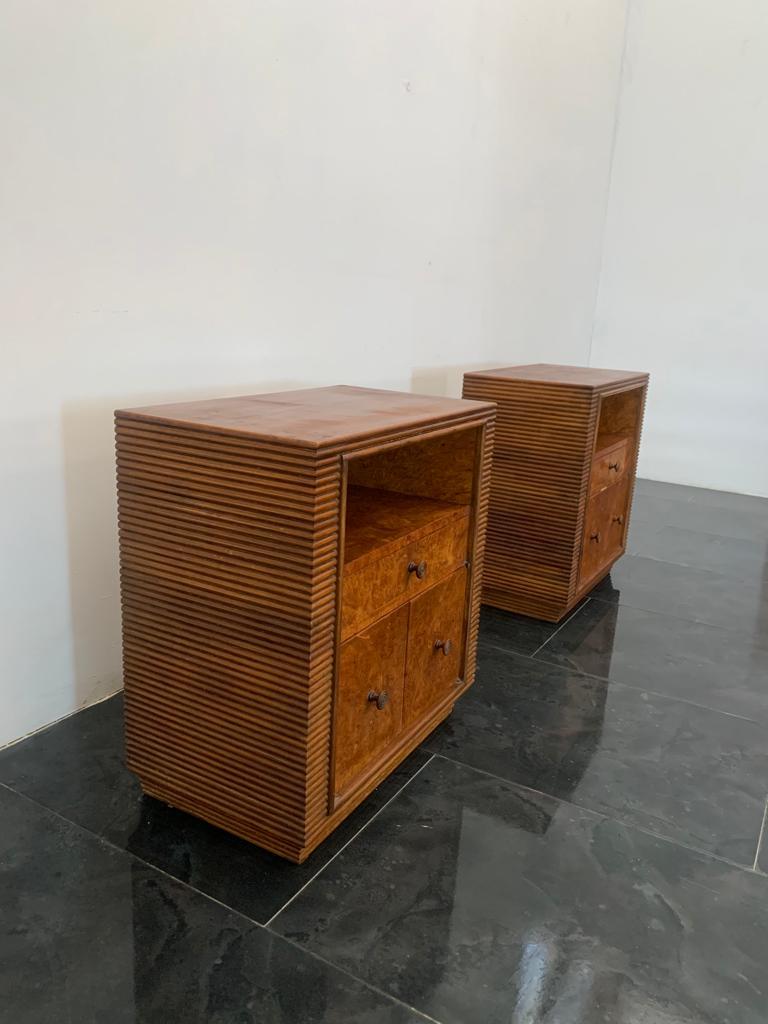 Grissed Walnut and Root Bedside Tables by Pier Luigi Colli, 1940s, Set of 2 5