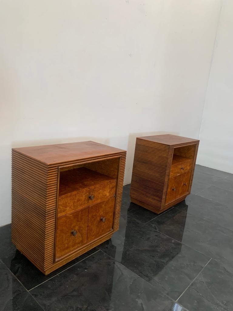 Grissed Walnut and Root Bedside Tables by Pier Luigi Colli, 1940s, Set of 2 In Good Condition In Montelabbate, PU