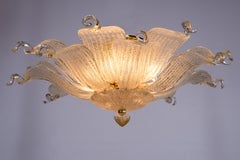 Grit Flush Mount in Blown Murano Glass with Submerged Gold 1980s Italy