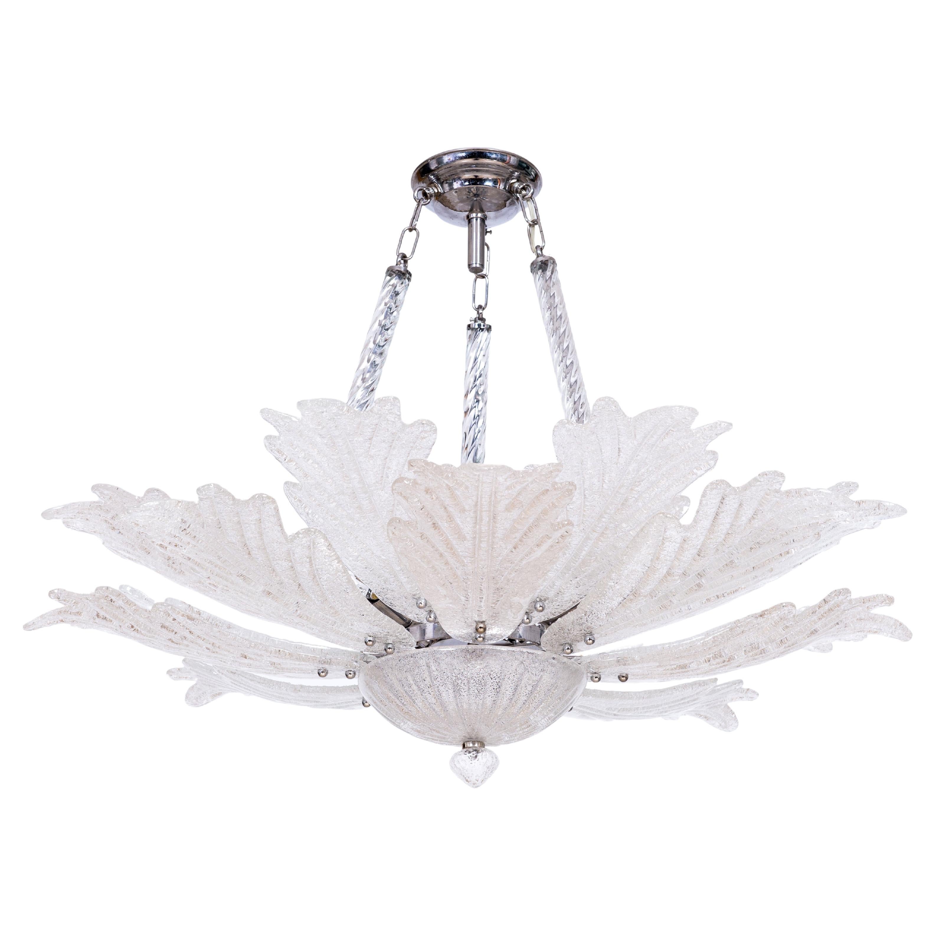 Grit Murano Glass Chandelier Attributed to Toso 1970s Venice Italy For Sale