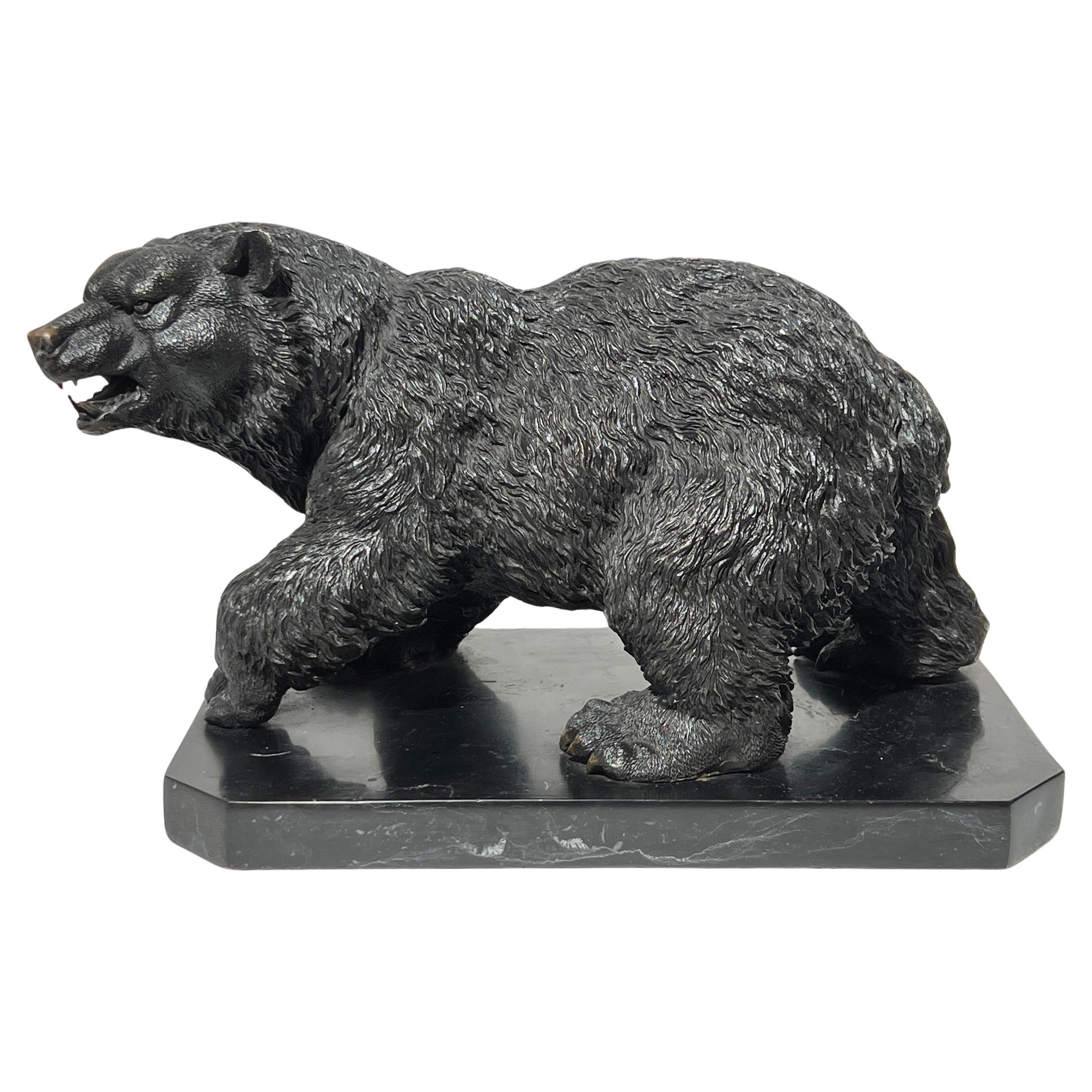 Grizzly Bear atinated Bronze Sculpture For Sale