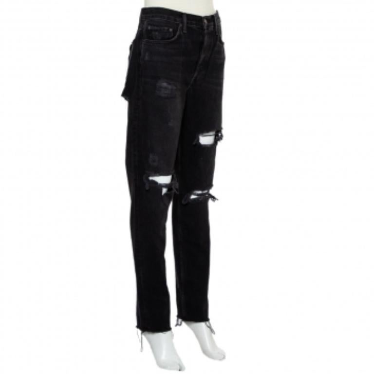 Grlfrnd Black Denim Distressed Skinny Karolina Jeans M In Good Condition For Sale In Dubai, Al Qouz 2