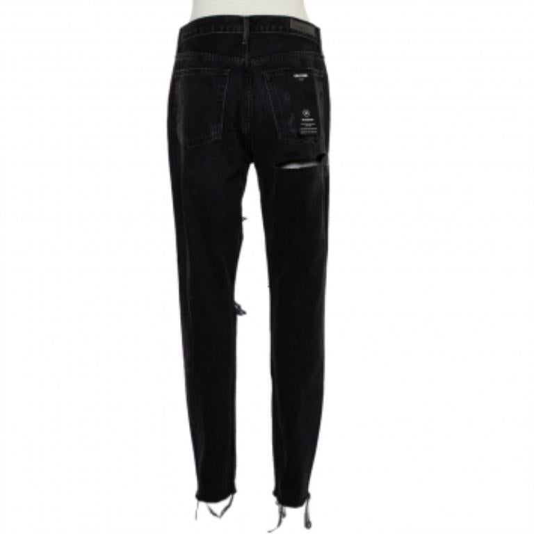 Women's Grlfrnd Black Denim Distressed Skinny Karolina Jeans M For Sale