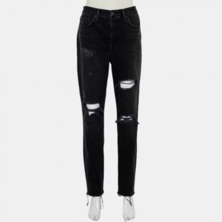 Grlfrnd Black Denim Distressed Skinny Karolina Jeans M For Sale 4