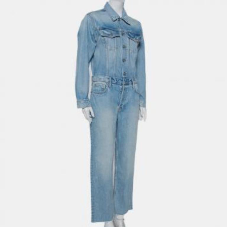 Grlfrnd Blue Denim Sloane Jumpsuit M For Sale 5