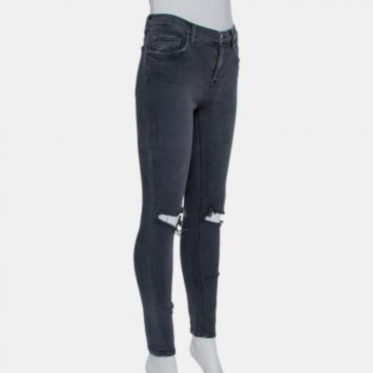 Grlfrnd Grey Denim Distressed Skinny Candice Jeans M For Sale 5