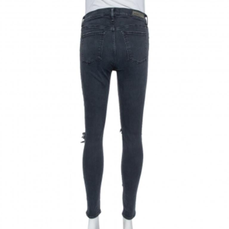 Grlfrnd Grey Denim Distressed Skinny Candice Jeans M For Sale 2