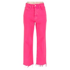 GRLFRND Size 25 Neon Pink Denim Corduroy Button Fly Jeans