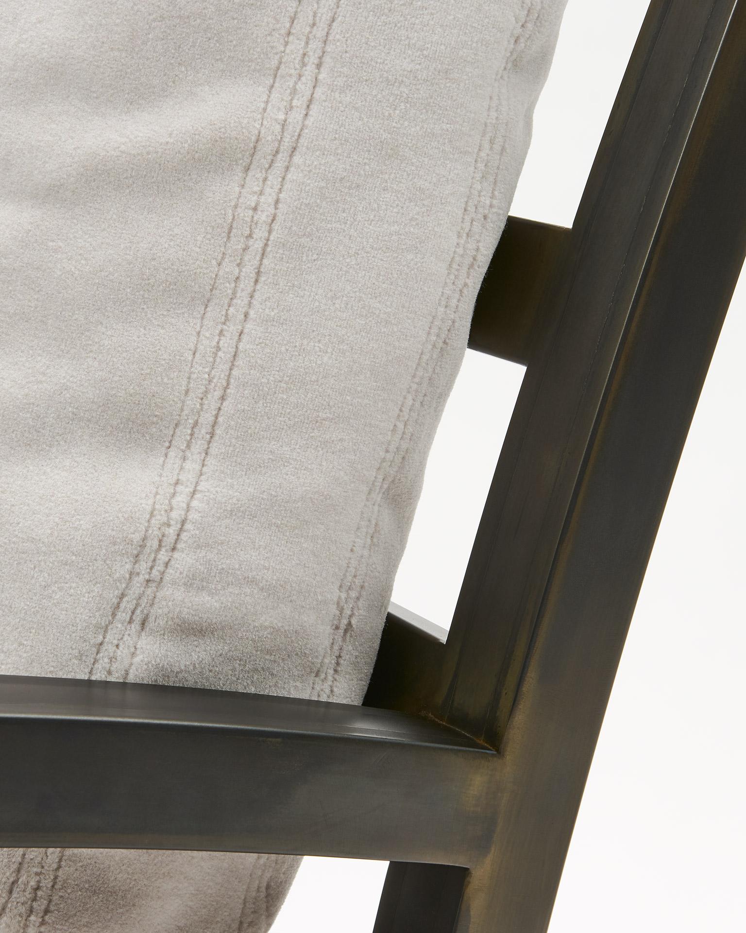 Modern Custom Steel White Alpaca Lounge Chair Gil Melott Bespoke For Sale
