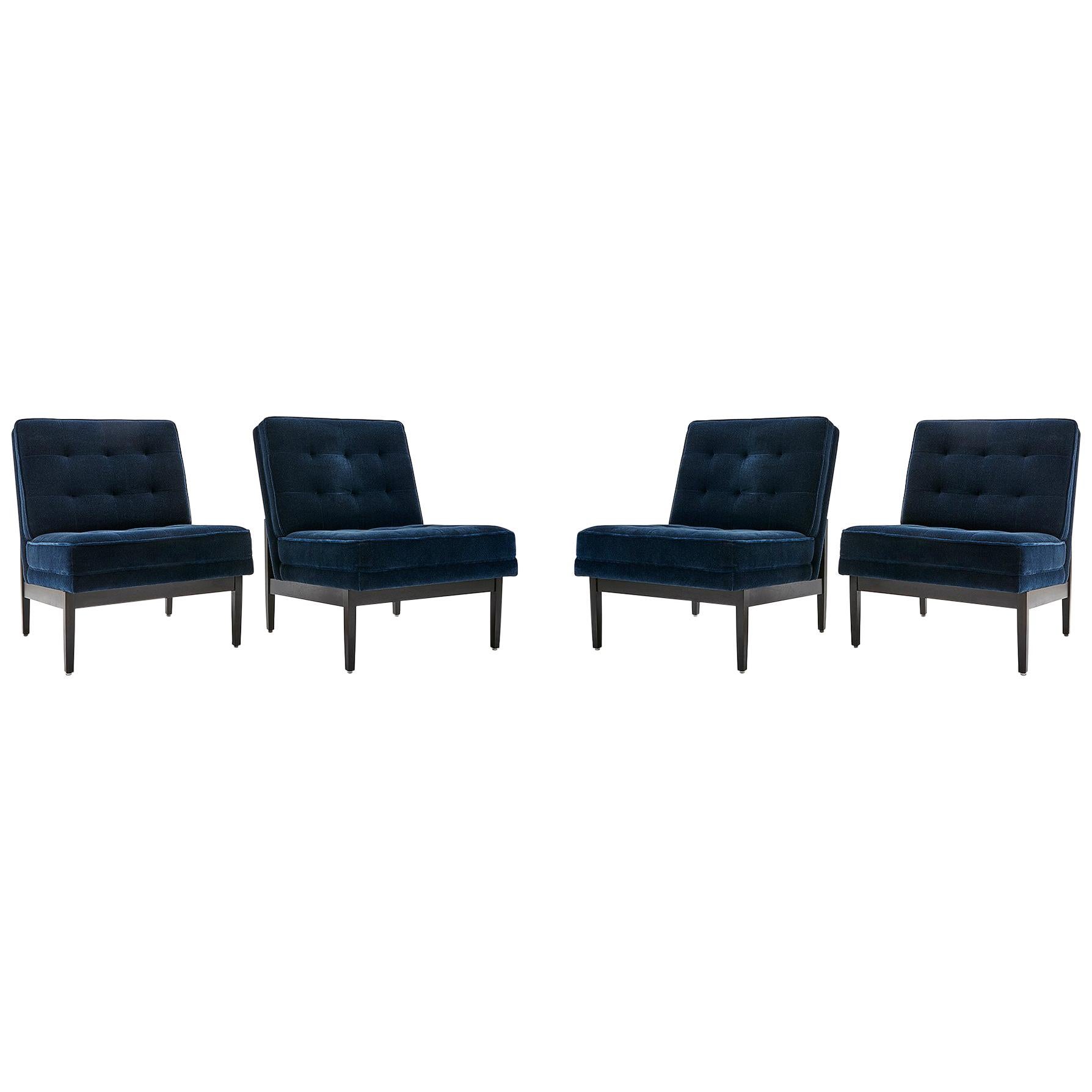 grm Bespoke V Lounge Chair - Ebonized Maple & Mohair Floor Sample Set of 4