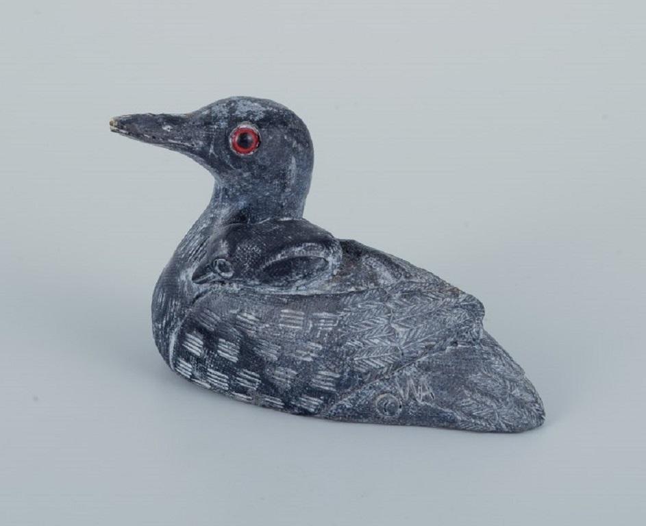 Greenlandic Grønlandica, Figure of a Wild Duck Made of Soapstone, Approximately 1960/1970s.  For Sale