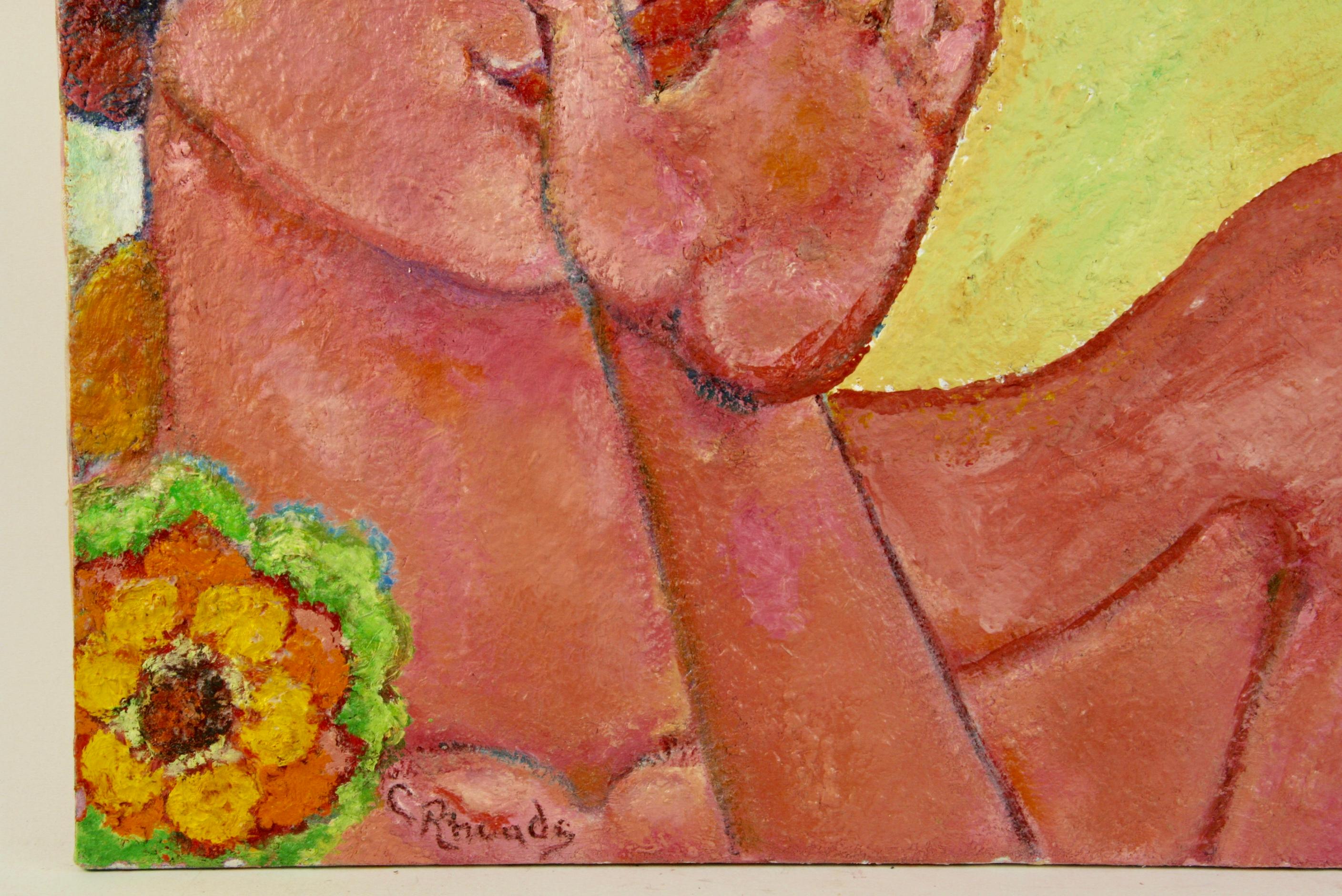 Pop Art « Eve with Apple »  Peinture féminine fantaisiste de G.Roads en vente 3