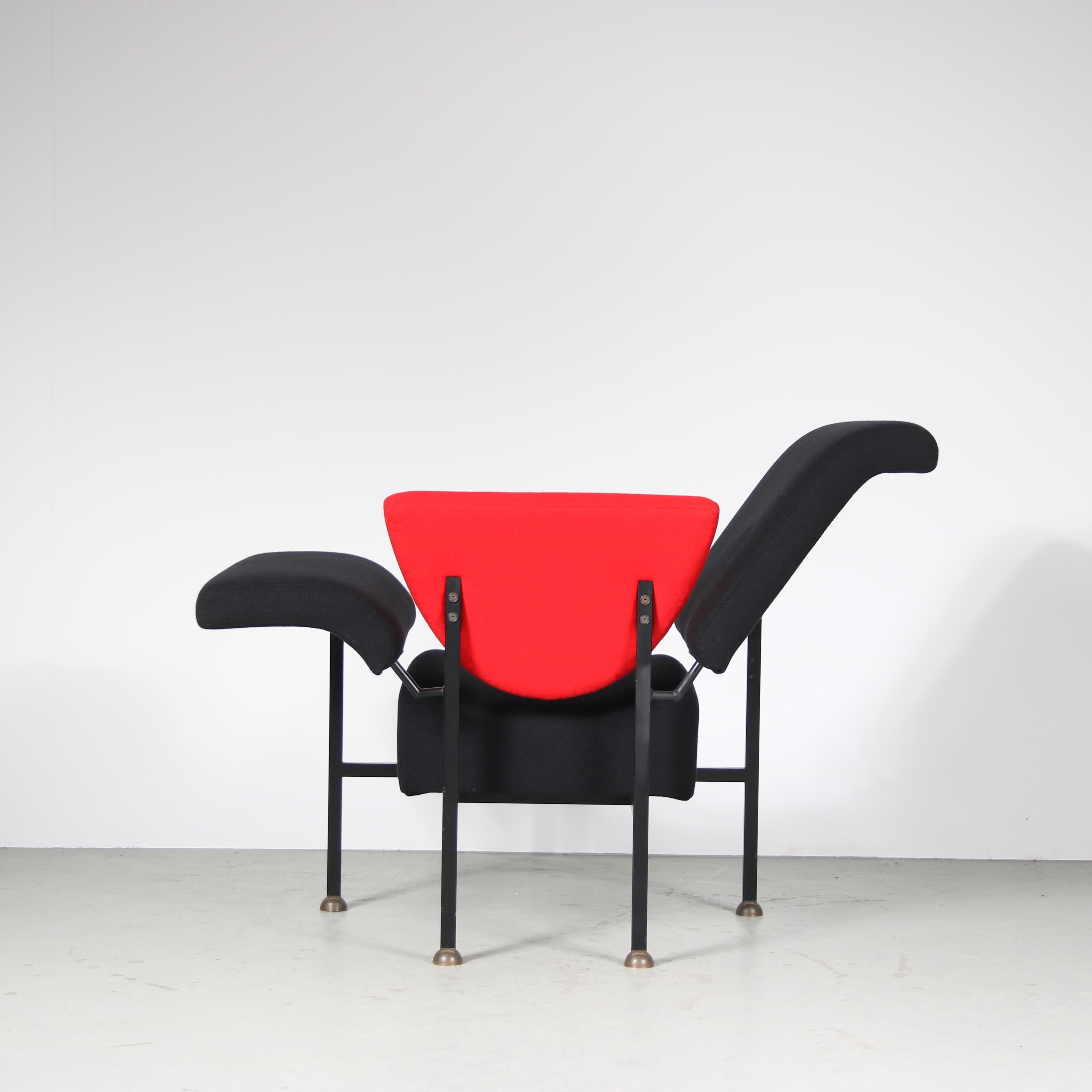 Fabric “Groeten uit Holland” Chair by Rob Eckhardt for Pastoe, Netherlands 1980 For Sale