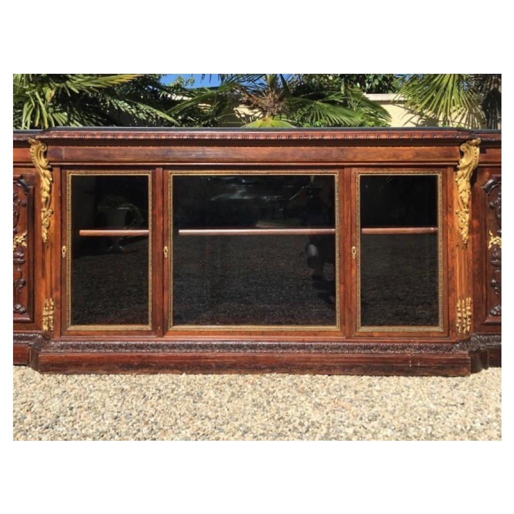 Grohe in Paris, Spectacular Rosewood Cabinet/Vitrine with Gilt Bronze XIXth For Sale 4
