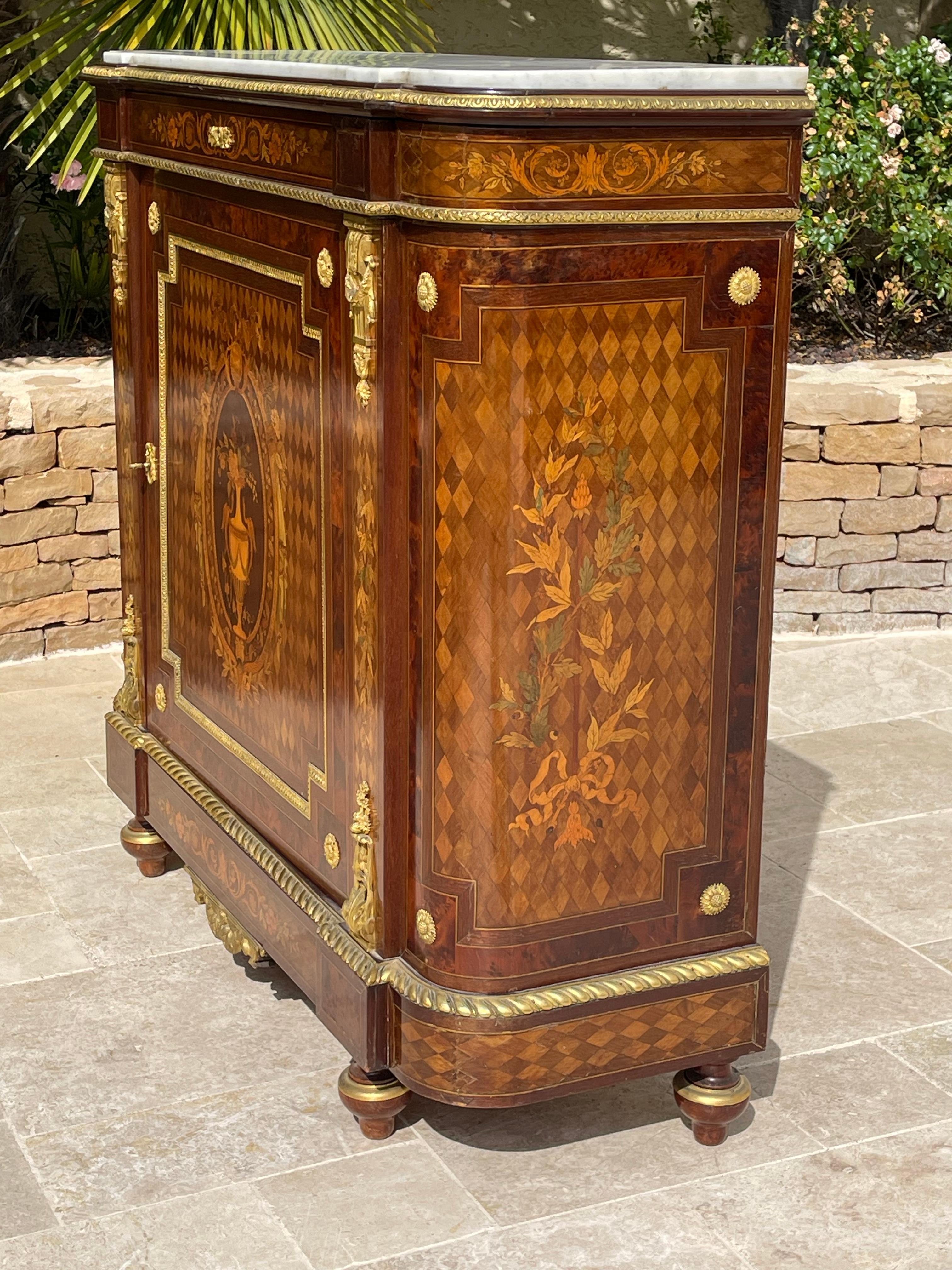 GROHE Frères Paris - Napoleon III Cabinet with Marquetry and Bronze For Sale 11