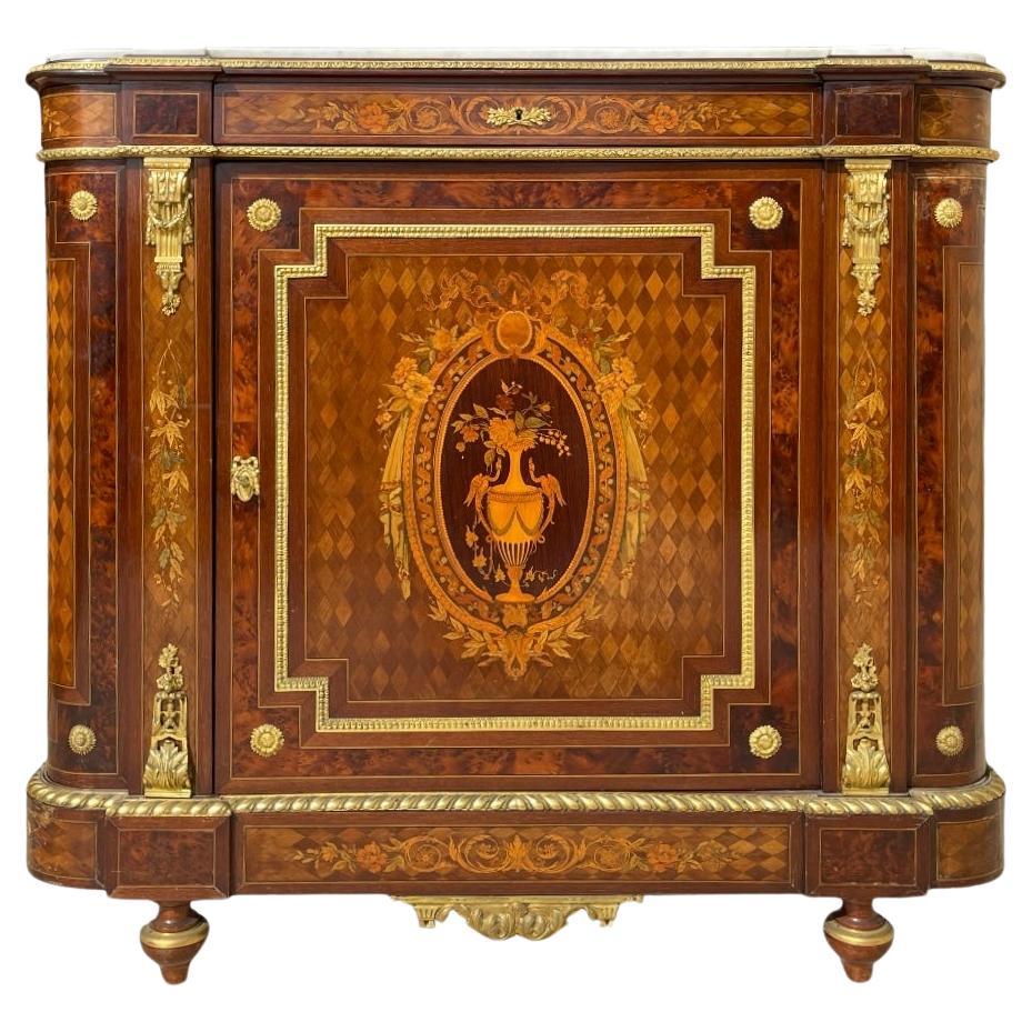 GROHE Frères Paris - Napoleon III Cabinet with Marquetry and Bronze For Sale