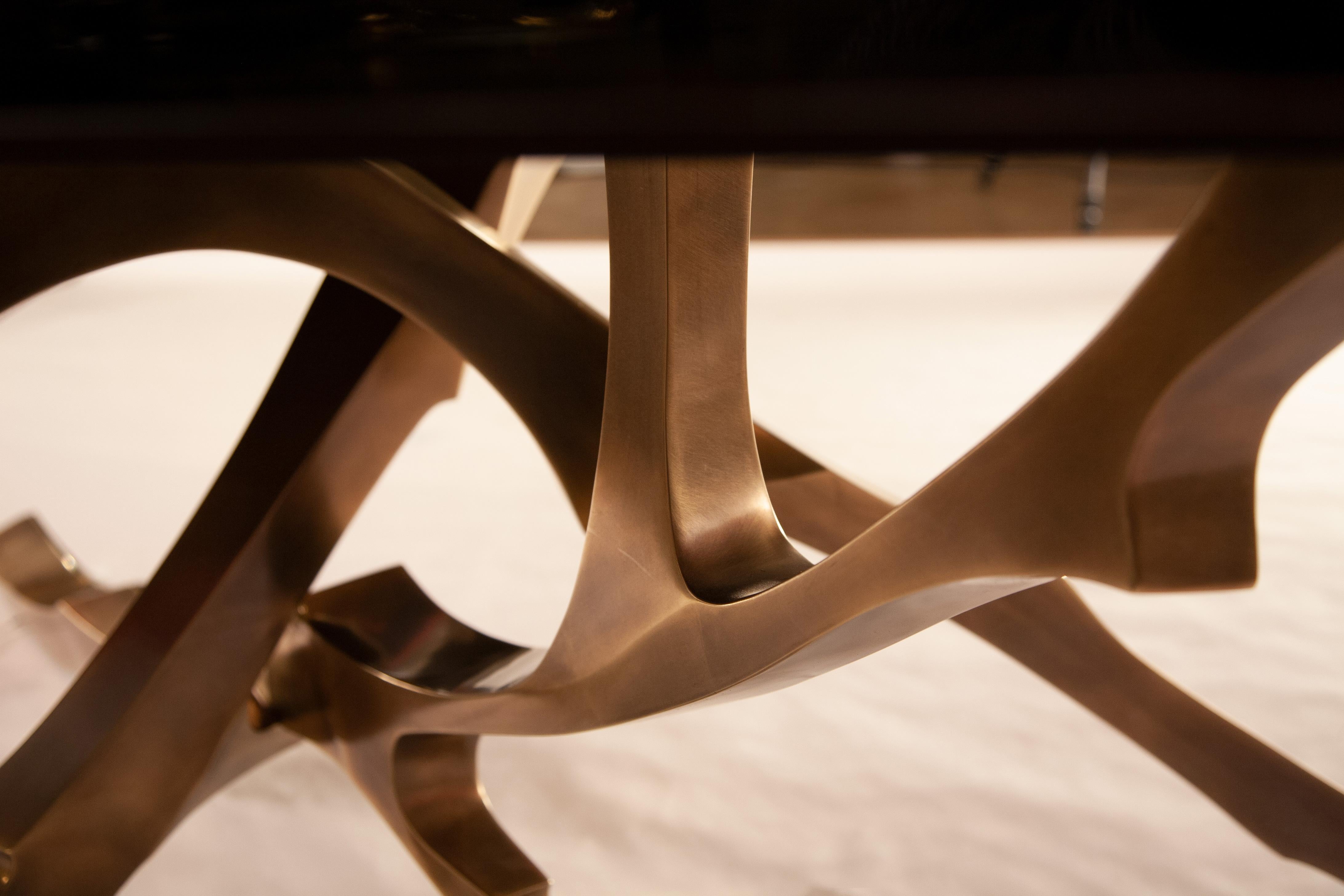 European Live Edge Grolier Table: Cast Bronze Table Inspired by Nature’s Organic Branches