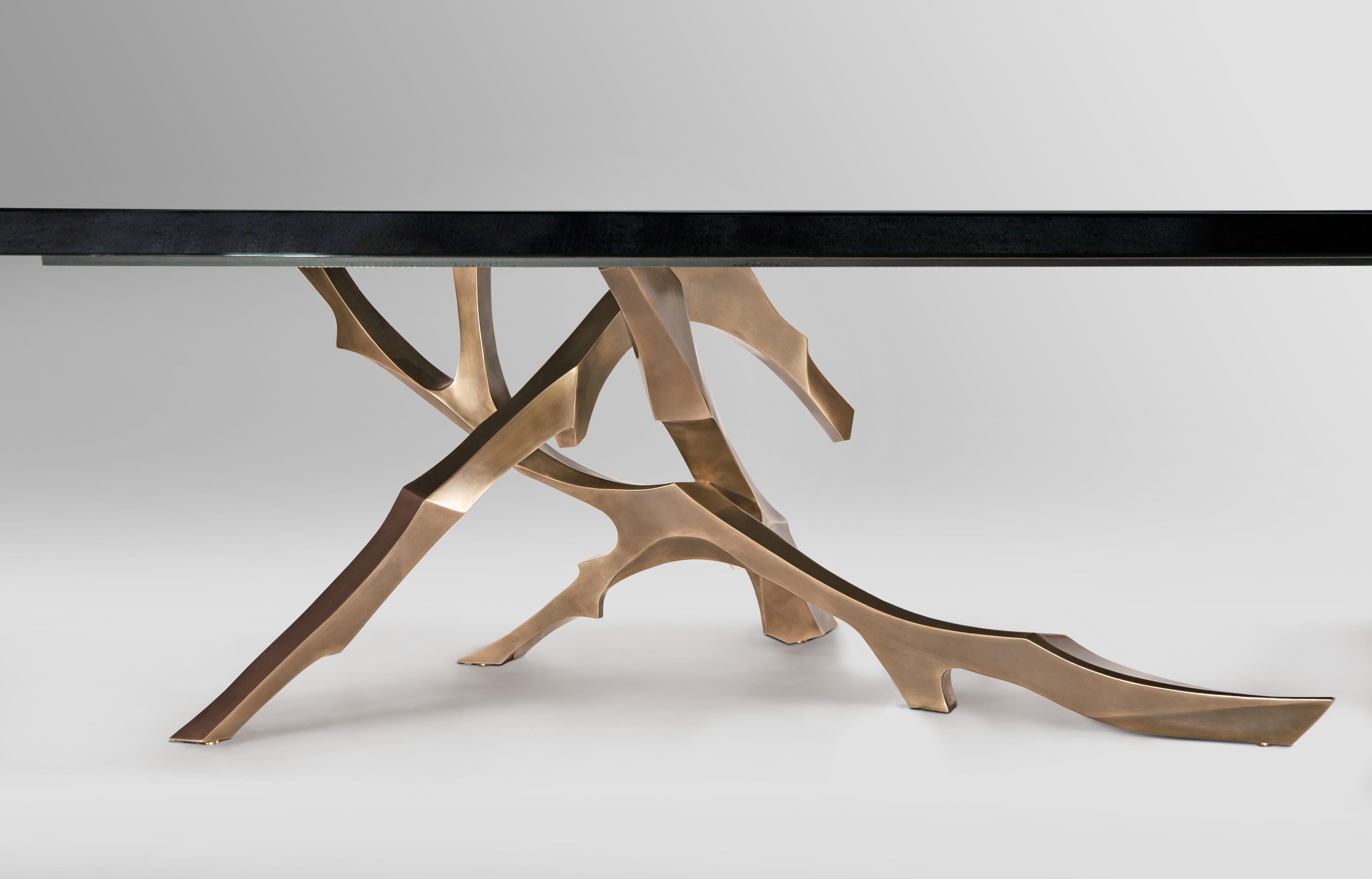 Patinated Live Edge Grolier Table: Cast Bronze Table Inspired by Nature’s Organic Branches For Sale