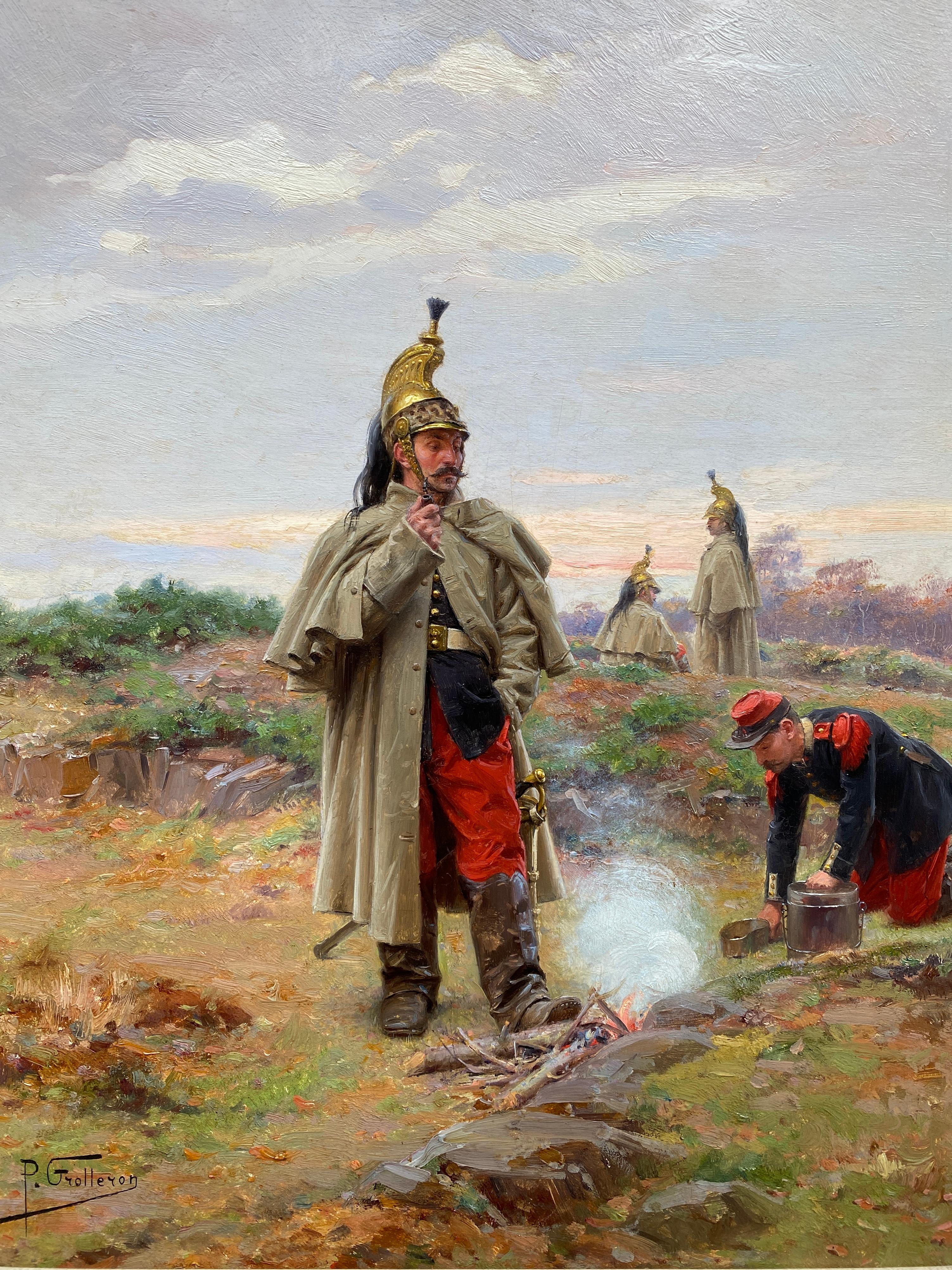 Military Scene of Franco-German War, Paul Grolleron, Seignelay 1848 -1901 Paris  - Painting by Grolleron Paul