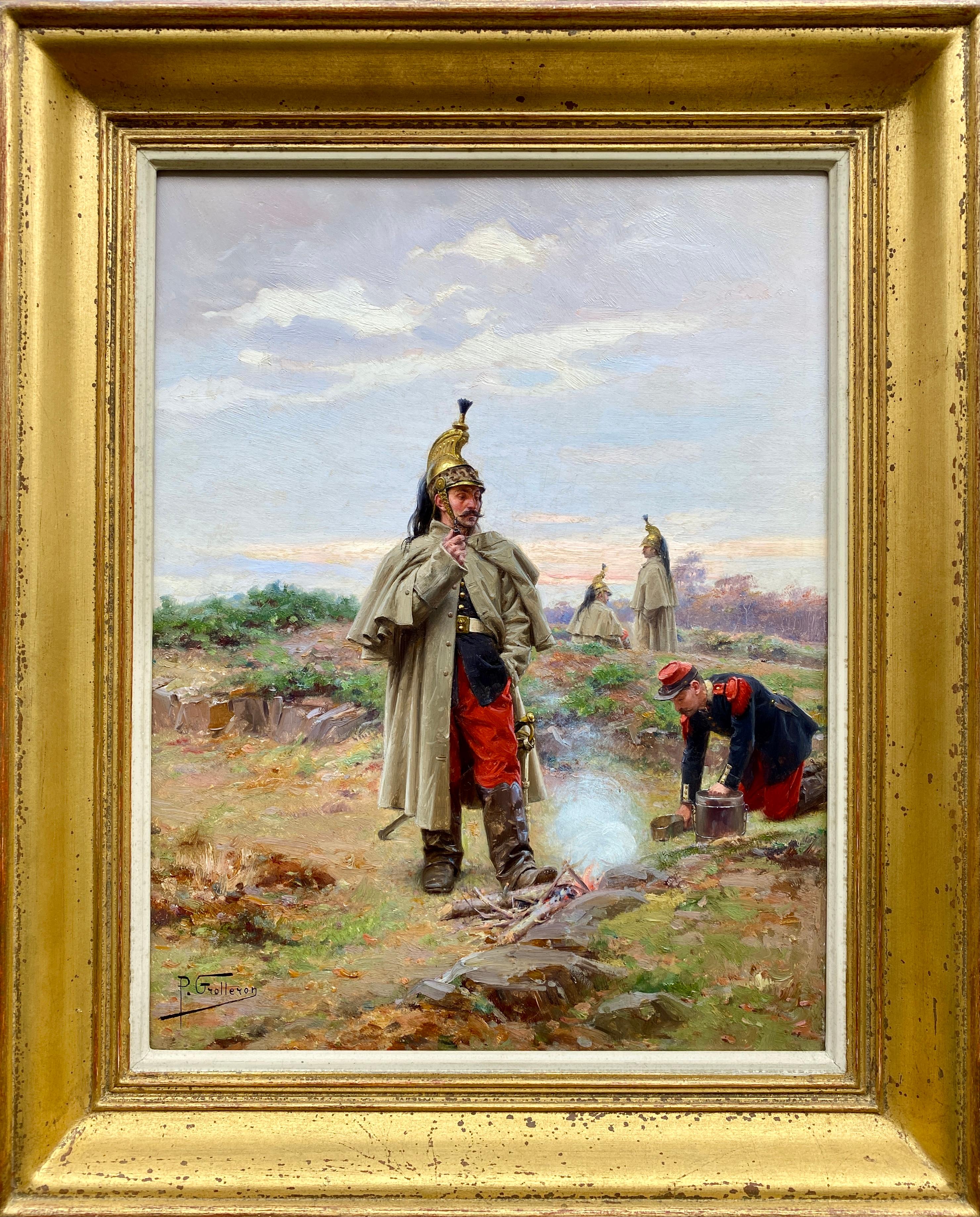 Grolleron Paul Landscape Painting - Military Scene of Franco-German War, Paul Grolleron, Seignelay 1848 -1901 Paris 