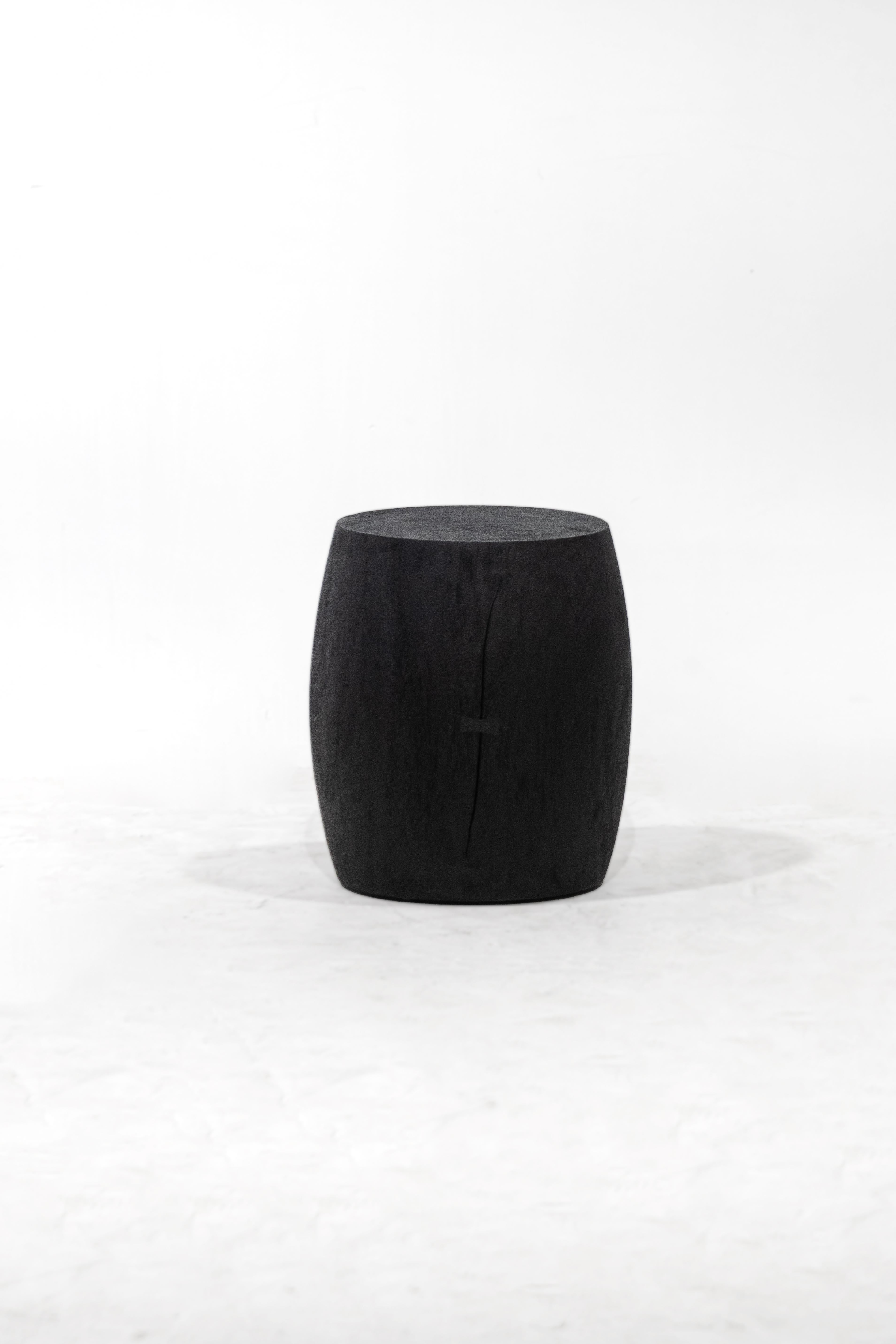 Arts and Crafts GROM stool, Rough Black Monkey Pod finishing For Sale