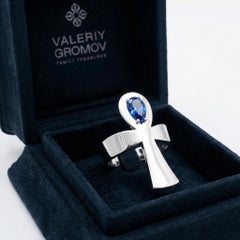 GROMOV Ankh Sapphire White Gold Cocktail Ring